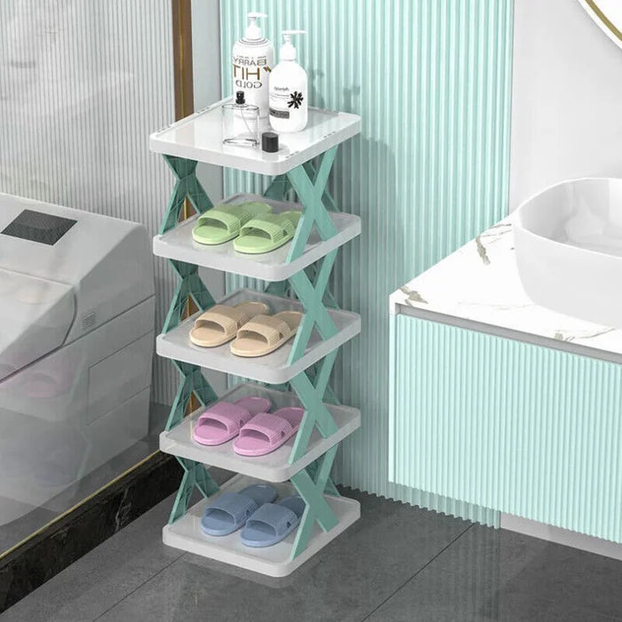 home & garden : ShoeRack - Opvouwbare Schoenenorganiser - Groen in Blauw van Pantino