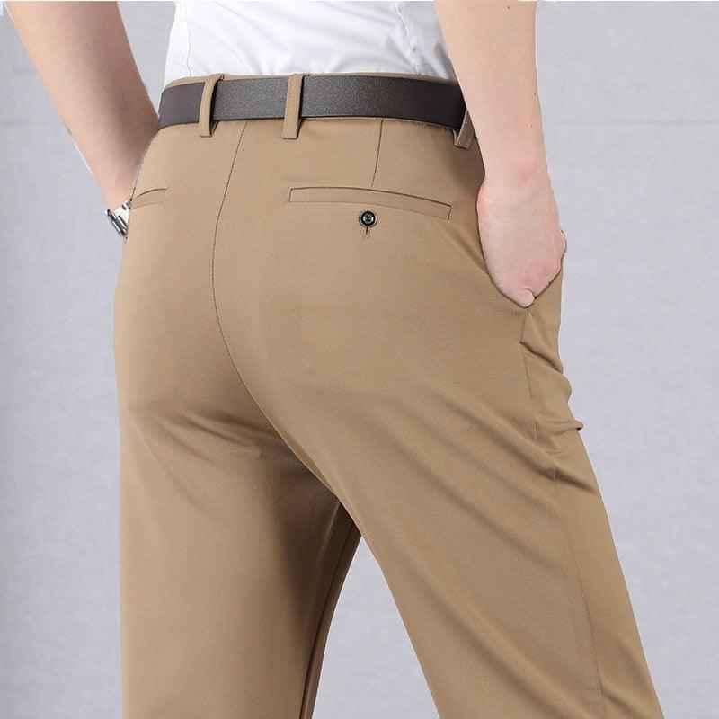 Pants : Pantalon Heren Blauw - Slacks - Stretch in Bruin van Pantino