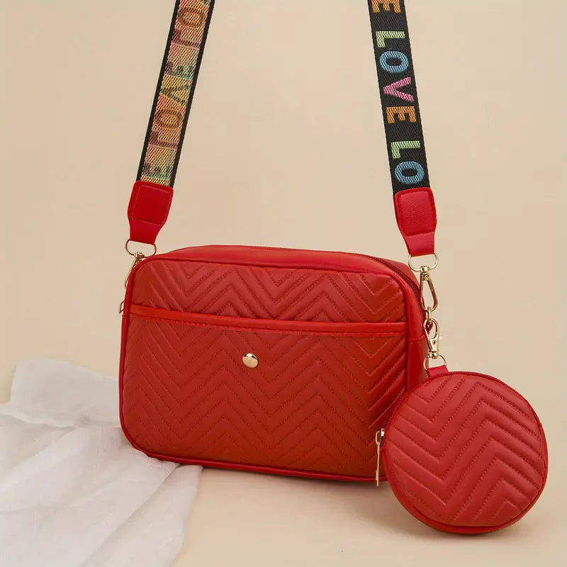 bags : Schoudertas Dames Zwart - SlingBag - Voor in Rood van Pantino