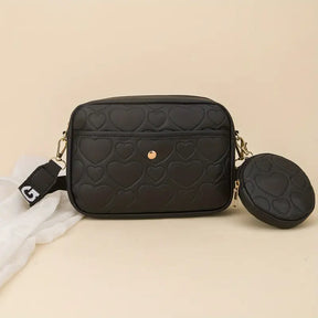 bags : Schoudertas Dames Zwart - SlingBag - Voor in Hart Zwart van Pantino