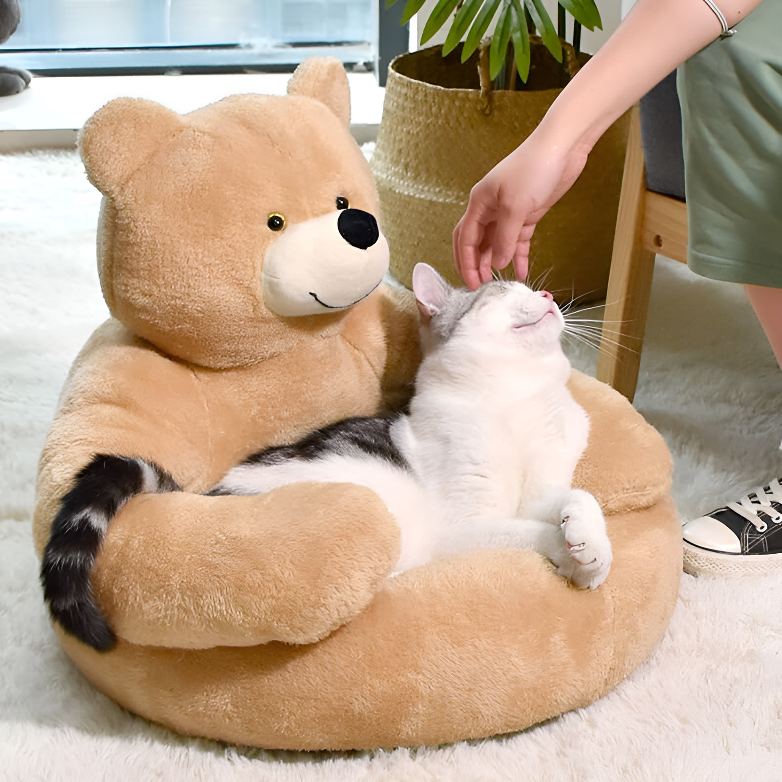 pets : TeddyBear - Bed voor Huisdieren - Khaki in van Pantino