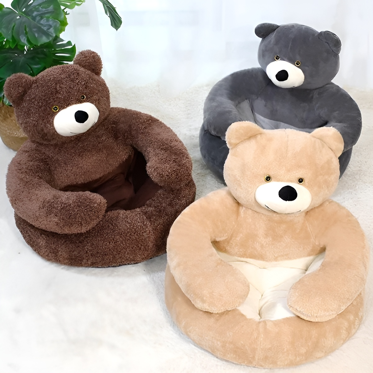 pets : TeddyBear - Bed voor Huisdieren - Khaki in van Pantino