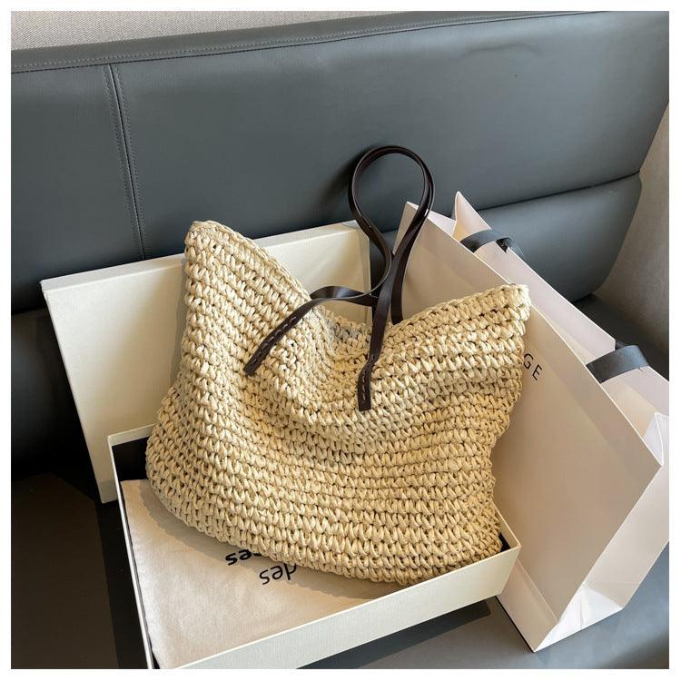 bags : Strandtas Beige - Straw Bag - Boheemse Zomer Handgemaakte in van Pantino