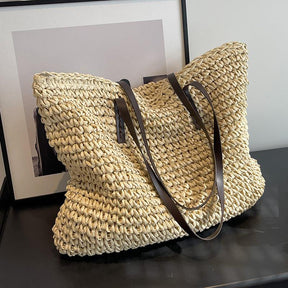bags : Strandtas Beige - Straw Bag - Boheemse Zomer Handgemaakte in Beige van Pantino
