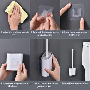 home & garden : ToiletClean - Zelfklevende Siliconen Borstel - Wit in van Pantino