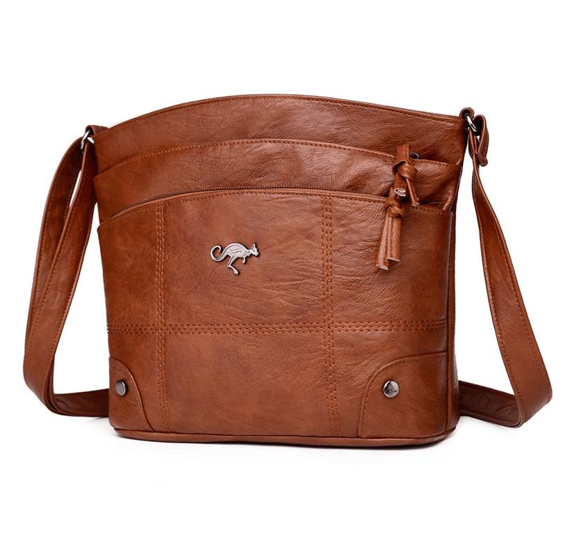 bags : Schoudertas Dames Bruin - Vintage Leren - Crossbody Stijl in van Pantino