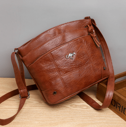 bags : Schoudertas Dames Bruin - Vintage Leren - Crossbody Stijl in Bruin | Bijna uitverkocht van Pantino