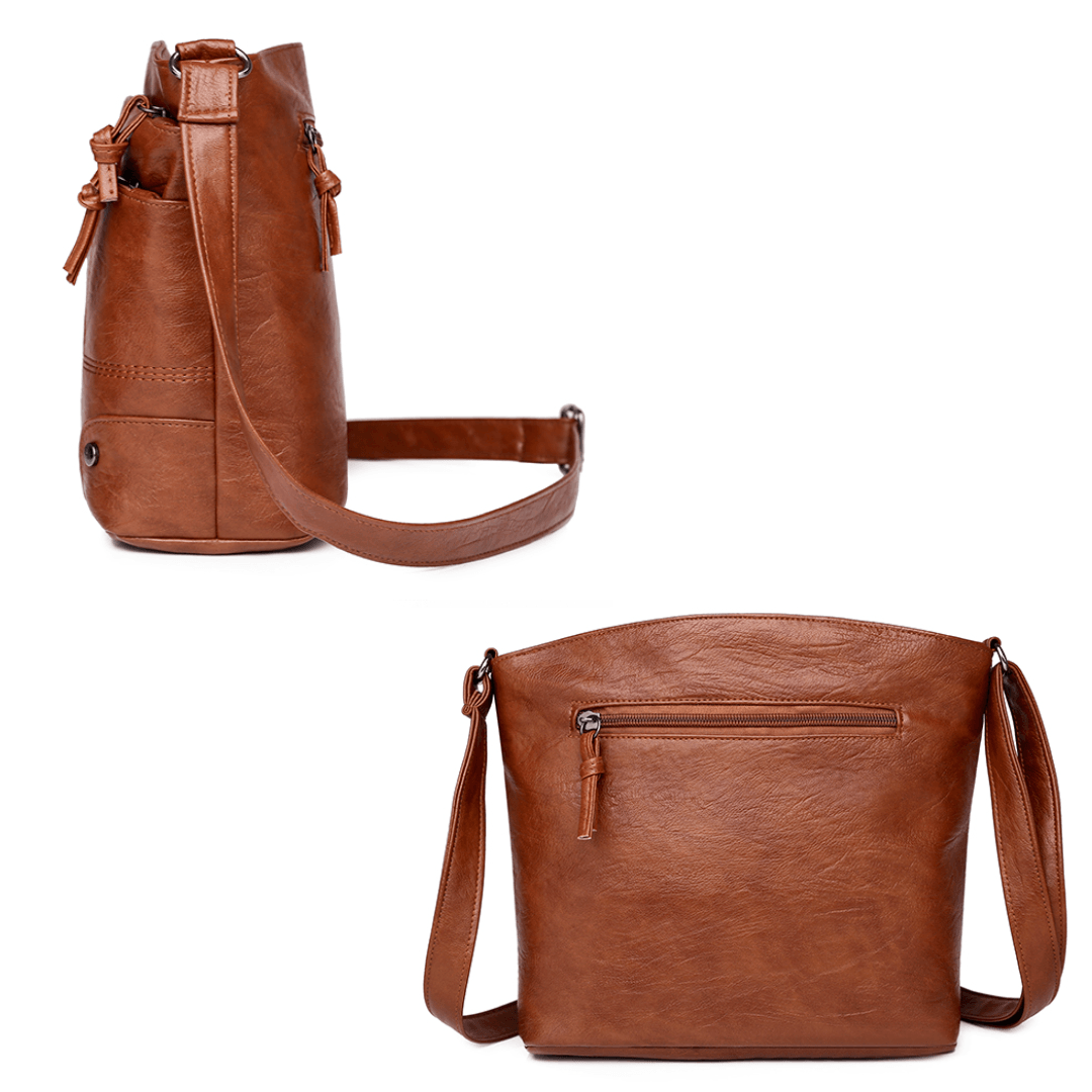 bags : Schoudertas Dames Bruin - Vintage Leren - Crossbody Stijl in van Pantino