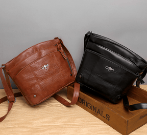 bags : Schoudertas Dames Bruin - Vintage Leren - Crossbody Stijl in van Pantino