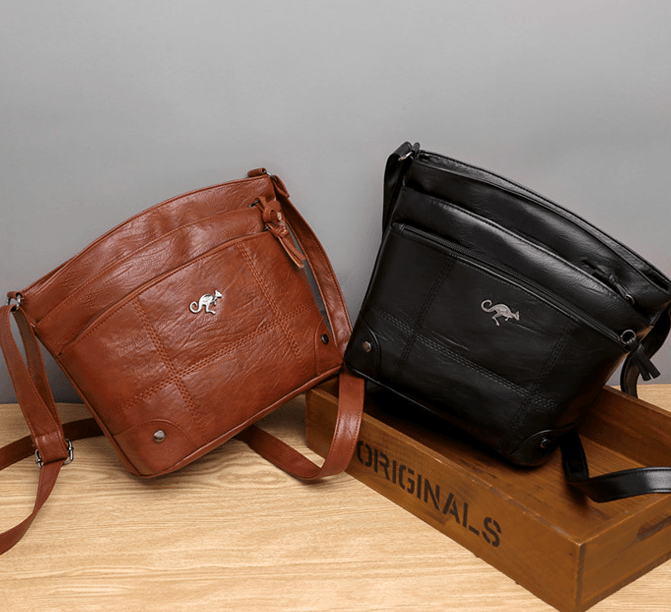 bags : Schoudertas Dames Bruin - Vintage Leren - Crossbody Stijl in van Pantino
