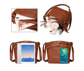 bags : Schoudertas Dames Bruin - Vintage Leren - Crossbody Stijl in van Pantino