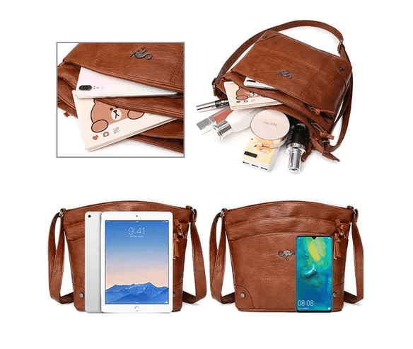 bags : Schoudertas Dames Bruin - Vintage Leren - Crossbody Stijl in van Pantino