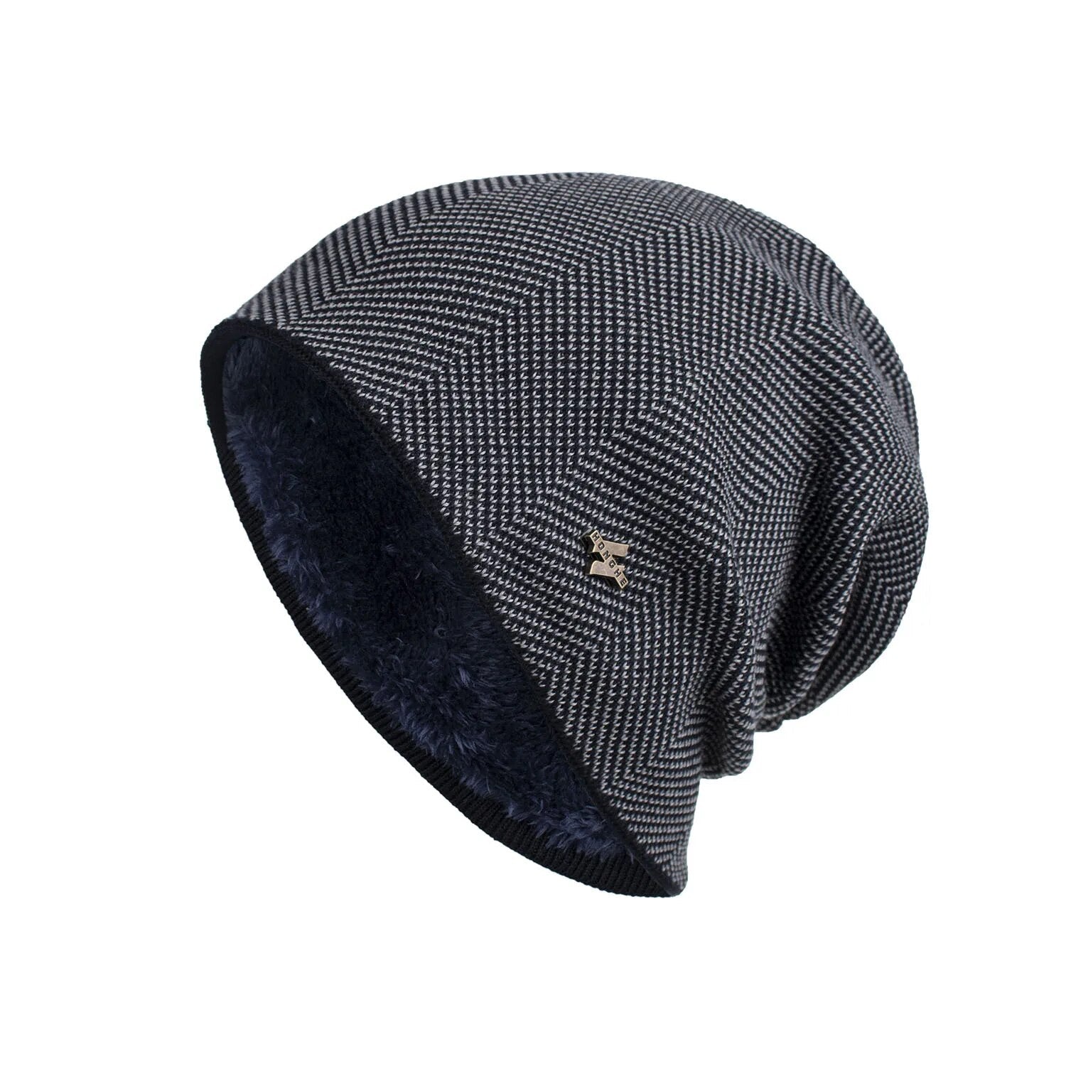 Beanie : Muts Donkergrijs - ArcticCozy - Winter Warme in Blauw Brun van Pantino